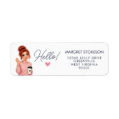 Hello Redhead Lady Heart Return Address Label  (Vorne)