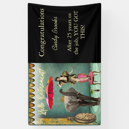 Hello Retirement Fun und Funky Personalisiert Part Banner (Vertikal)