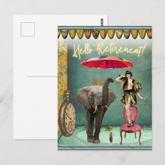 Hello Retirement Fun und Funky Postkarte (Vorne/Hinten)