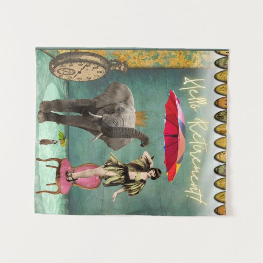 Hello Retirement Fun und Funky Wandteppich (Vorderseite (Horizontal))