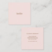 Hello- Rosa Braun Quadratische Visitenkarte (Vorne/Hinten)