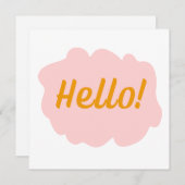 HELLO- rosa/orangefarbene Flachkarte Dankeskarte (Vorne/Hinten)
