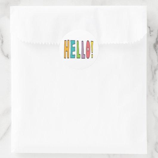 Hello! Runder Aufkleber (Tasche)