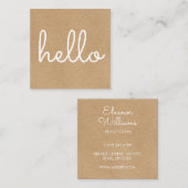 Hello Rustic Kraft Simple Modern Quadratische Visitenkarte (Vorne/Hinten)