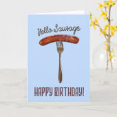Hello Sausage - Freundliches Design - Happy Birthd Karte (Gelbe Blume)