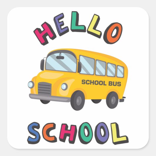 Hello School Square Sticker (Vorderseite)