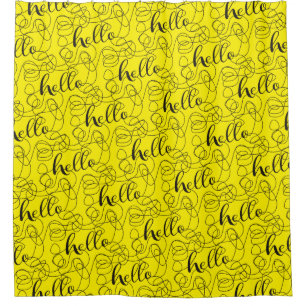 HELLO-schwarzes nahtloses Muster mit LINES Duschvorhang