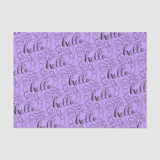 HELLO-schwarzes nahtloses Muster mit LINES Seidenpapier (Vorderseite)