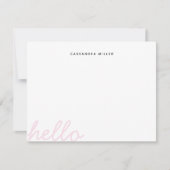 Hello Script Blush Pink Minimalistisch Personalisi Mitteilungskarte (Vorderseite)