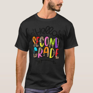Hello Second 2nd Grade Leopard Teacher First Day O T-Shirt