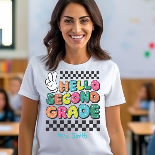 Hello Second Grade Anpassbares Tshirt