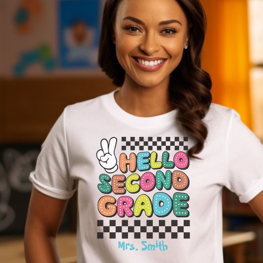 Hello Second Grade Anpassbares Tshirt