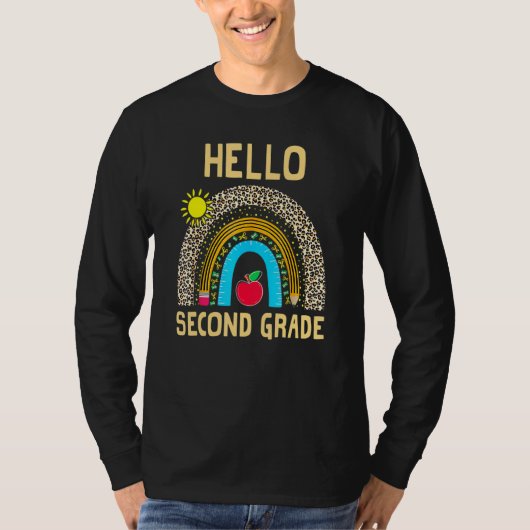 Hello Second Grade Boho Rainbow Leopard 100 Days O T-Shirt (Vorderseite)