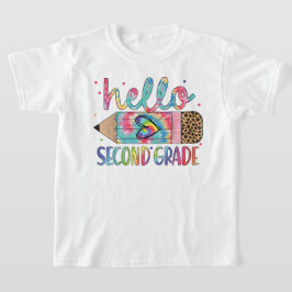 Hello Second Grade Coquette Bow Teacher Girl T-Shirt