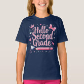 Hello Second Grade Coquette Bow Teacher Girl T-Shirt (Vorderseite)