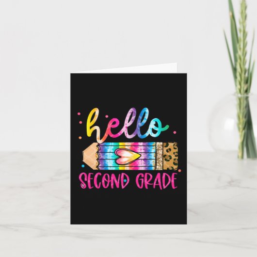 Hello Second Grade Leopard Gefärbte Krawatte Penci Karte (Vorderseite)