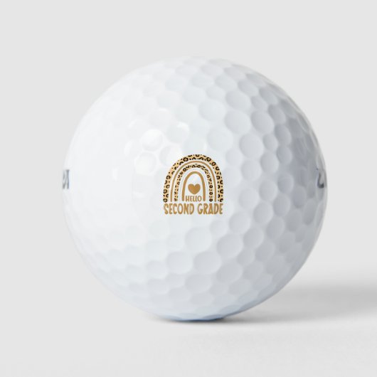 Hello Second Grade-Leopard Rainbow-Back to School Golfball (Vorderseite)