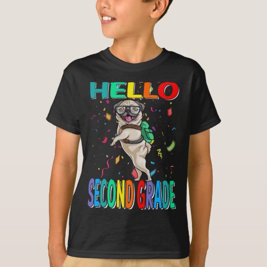 Hello Second Grade Mops Dog T - Shirt (Vorderseite)