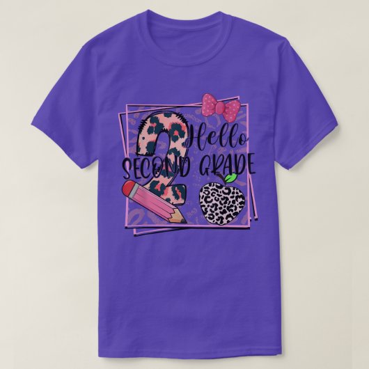 Hello Second Grade Pink Leopard 2nd Grade Back To T-Shirt (Design vorne)