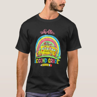 Hello Second Grade Rainbow Back To School Student  T-Shirt