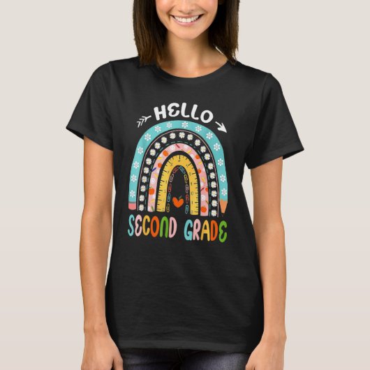 Hello Second Grade Rainbow Teacher Team 2nd Grade T-Shirt (Vorderseite)