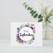 Hello September Postkarte (Stehend Vorderseite)