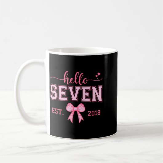 Hello Seven Est 2018 Coquette Bow 7th Birthday Gir Kaffeetasse (Links)