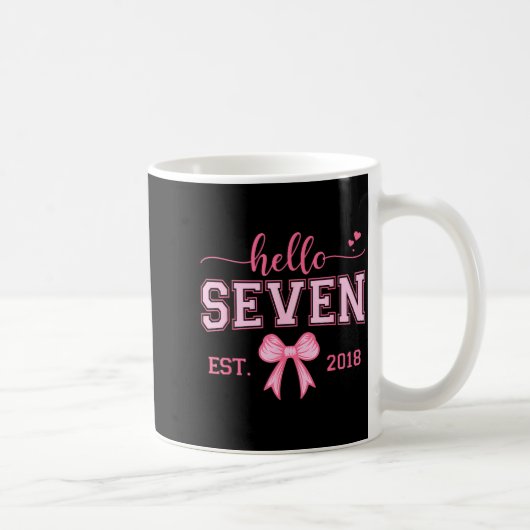 Hello Seven Est 2018 Coquette Bow 7th Birthday Gir Kaffeetasse (Rechts)