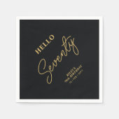 Hello Seventy | Black & Gold 70th Birthday Party Serviette (Vorderseite)