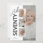 Hello SEVENTY' Modern Photo Collage 70th Birthday Einladung (Vorderseite)