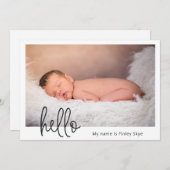 Hello Simple Baby Foto Modern Birth Ankündigung (Vorne/Hinten)