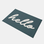Hello Simple Minimalistisch Script Letters Aquamar Fußmatte (Schrägansicht)