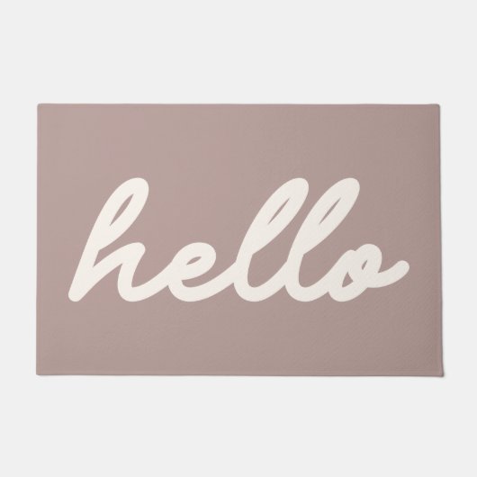 Hello Simple Minimalistisch Script Letters Mauve Fußmatte (Vorderseite)