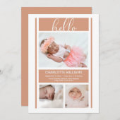 Hello Simple Minimalistisch Terracotta Baby Birth Ankündigung (Vorne/Hinten)