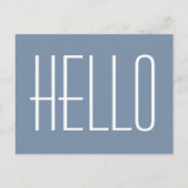 Hello Simple Minimalistisch Typografy Greeting Blu Postkarte (Vorderseite)