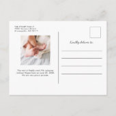 HELLO Simple Modern Baby Foto Birke Ankündigungspostkarte (Rückseite)