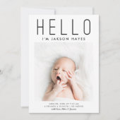 HELLO Simple Modern Foto Birth Ankündigung (Vorderseite)
