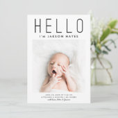 HELLO Simple Modern Foto Birth Ankündigung (Stehend Vorderseite)
