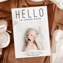 HELLO Simple Modern Foto Birth Ankündigung