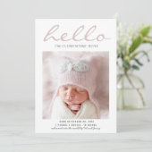 Hello Simple Modern Foto Geburtserklärung Ankündigung (Stehend Vorderseite)
