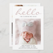 Hello Simple Modern Foto Geburtserklärung Ankündigung (Vorne/Hinten)