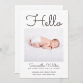 Hello Simple Modern Foto Geburtserklärung Ankündigung (Vorne/Hinten)