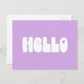 Hello Simple Retro Typografy Gruß in Lilac Postkarte (Vorne/Hinten)