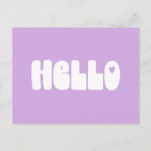 Hello Simple Retro Typografy Gruß in Lilac Postkarte (Vorderseite)
