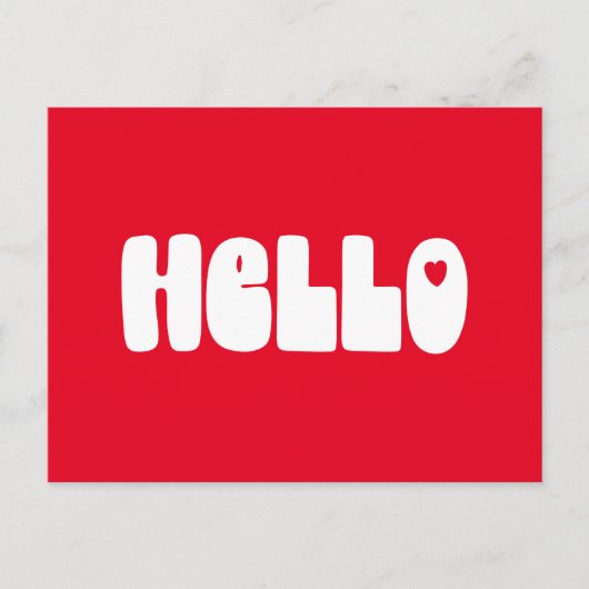 Hello Simple Retro Typografy Gruß in Red Postkarte (Vorderseite)