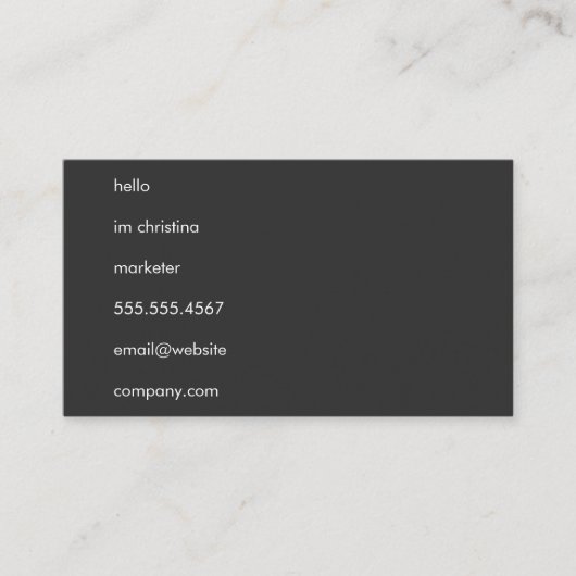Hello Simple Text Visitenkarte (Vorderseite)
