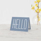 Hello Simple Typografy Minimalistisch Blue & White Karte (Gelbe Blume)