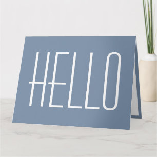Hello Simple Typografy Minimalistisch Blue & White Karte