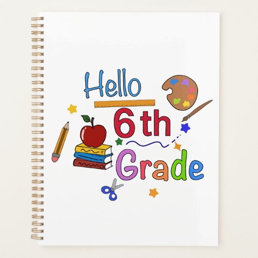 Hello Sixth Grade - Niedlich zurück zur Schulgesta Planer (Vorderseite)