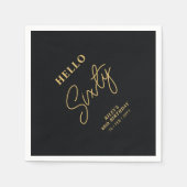 Hello Sixty | Black & Gold 60th Birthday Party Serviette (Vorderseite)
